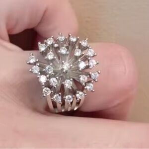 Radiant Diamond Starburst Ring – Luxury Silver & Crystal Statement Piece